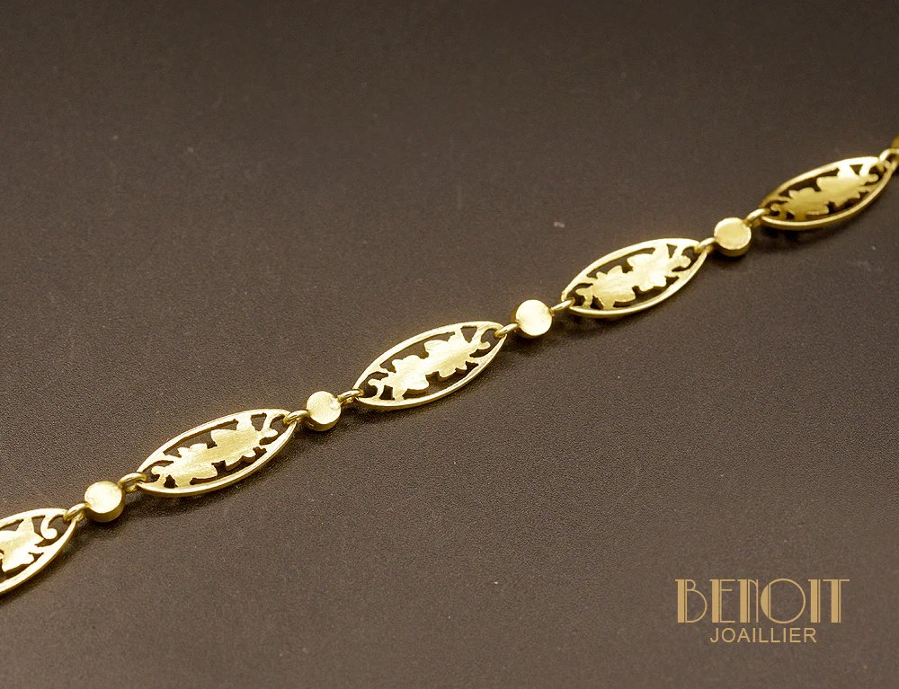 Bracelet Feuilles de Vignes XIXe siècle en Or - Image 3