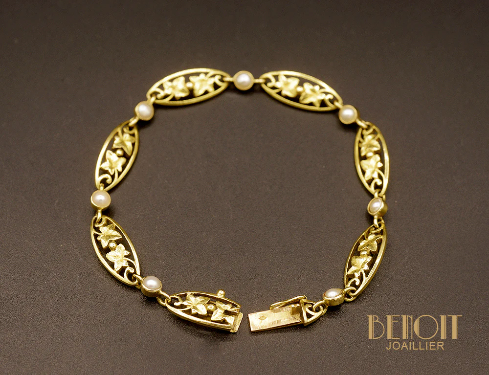 Bracelet Feuilles de Vignes XIXe siècle en Or - Image 4