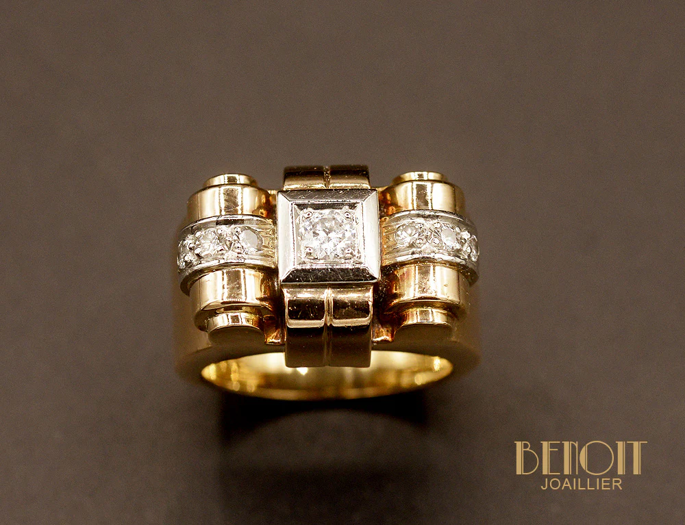 Bague Tank Or Rose et Diamants - Image 2