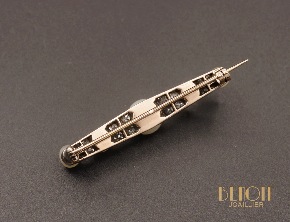 Broche Barrette Perles fines et Diamants - Image 2