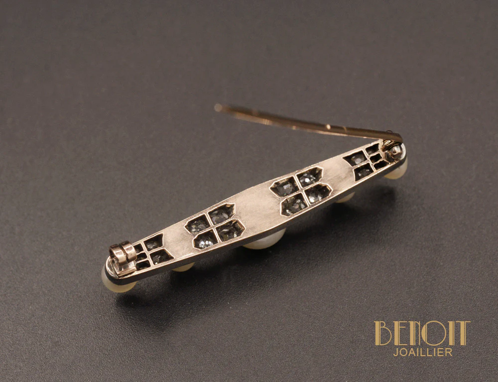 Broche Barrette Perles fines et Diamants - Image 3