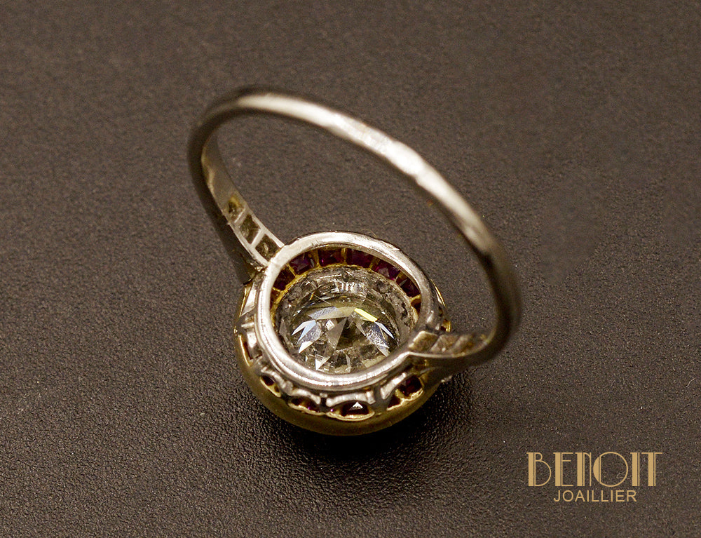 Bague Diamant Art Déco Entourage Calibré - Image 5