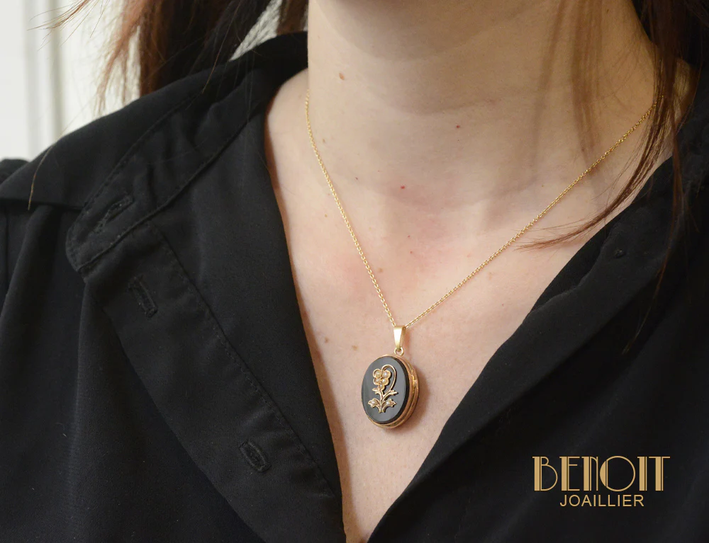 Pendentif Ouvrant Onyx Perles fines - Image 6