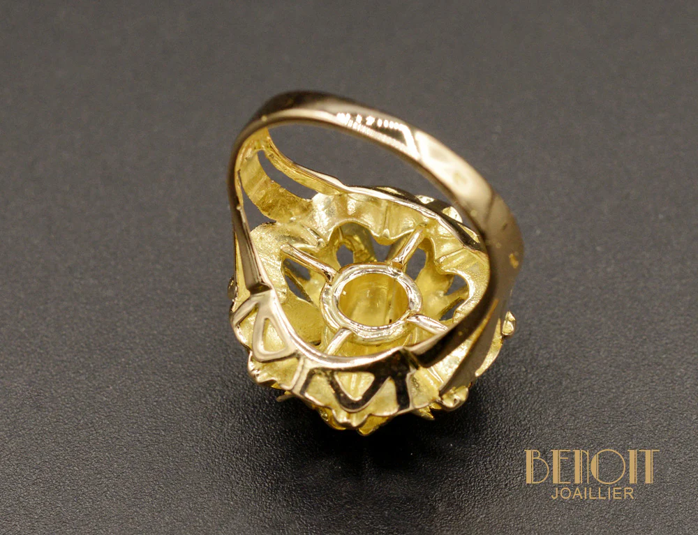 Bague Dôme Fleur Diamant 1950 - Image 4