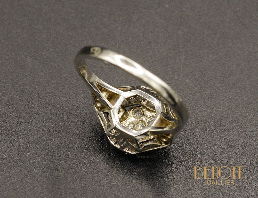 Bague Art Déco Platine Diamants - Image 4