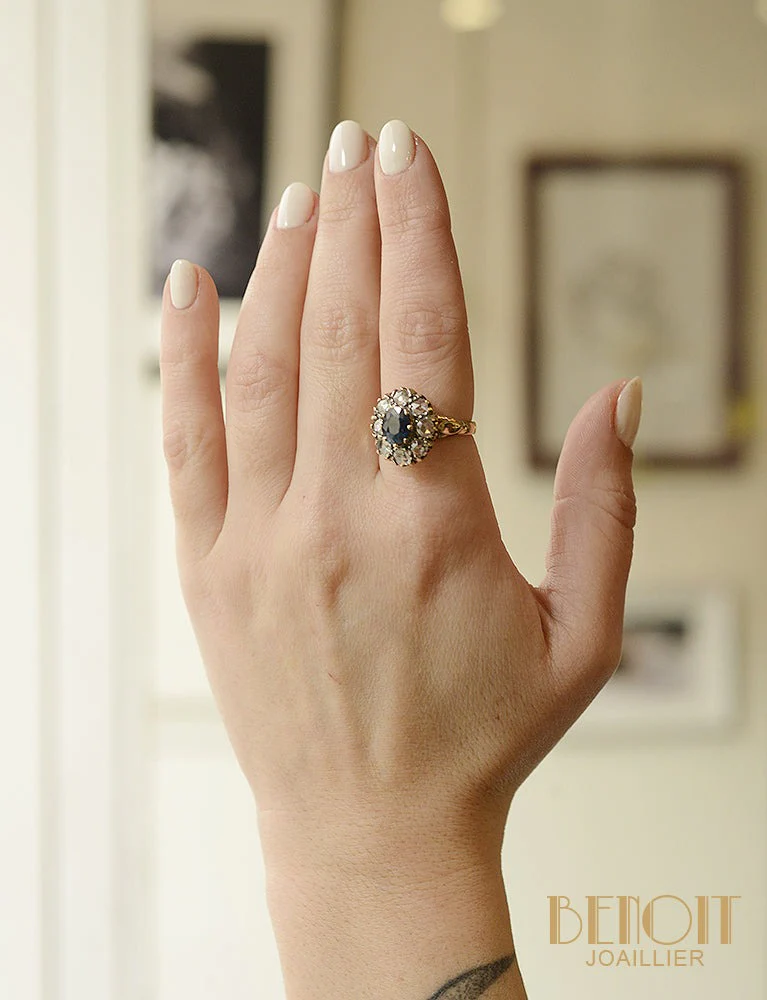 Bague Pompadour Saphir Diamants - Image 6