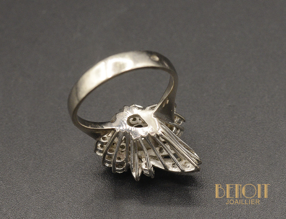 Bague Art Déco Emeraude Diamant - Image 4