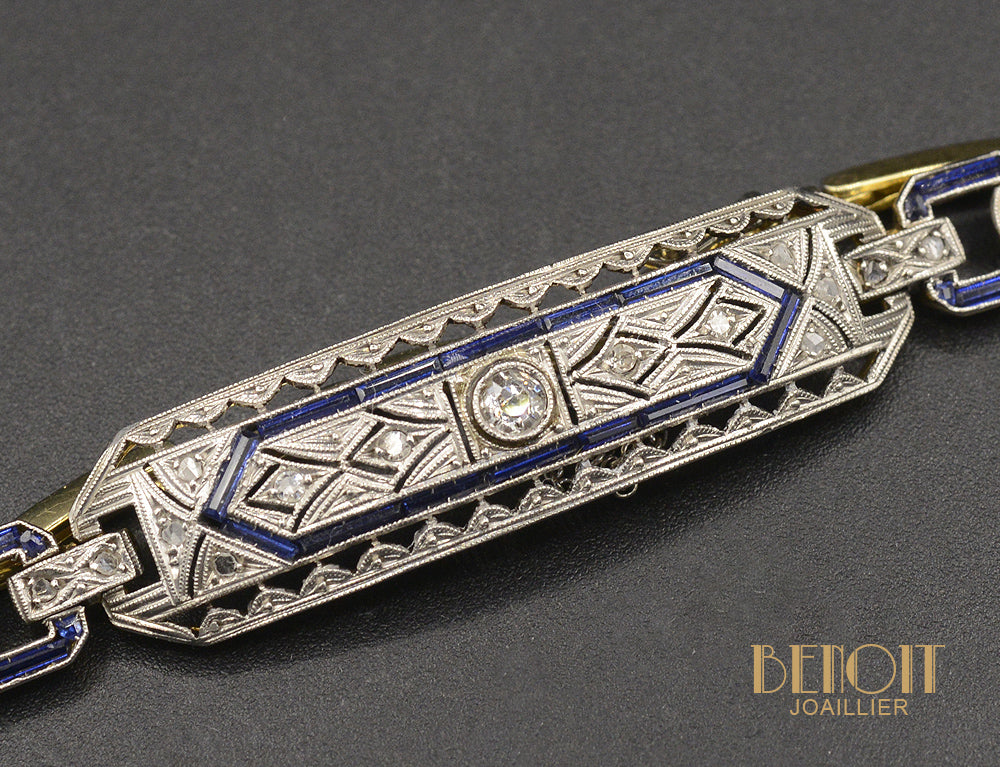 Bracelet Art Déco Saphirs et Diamants - Image 3