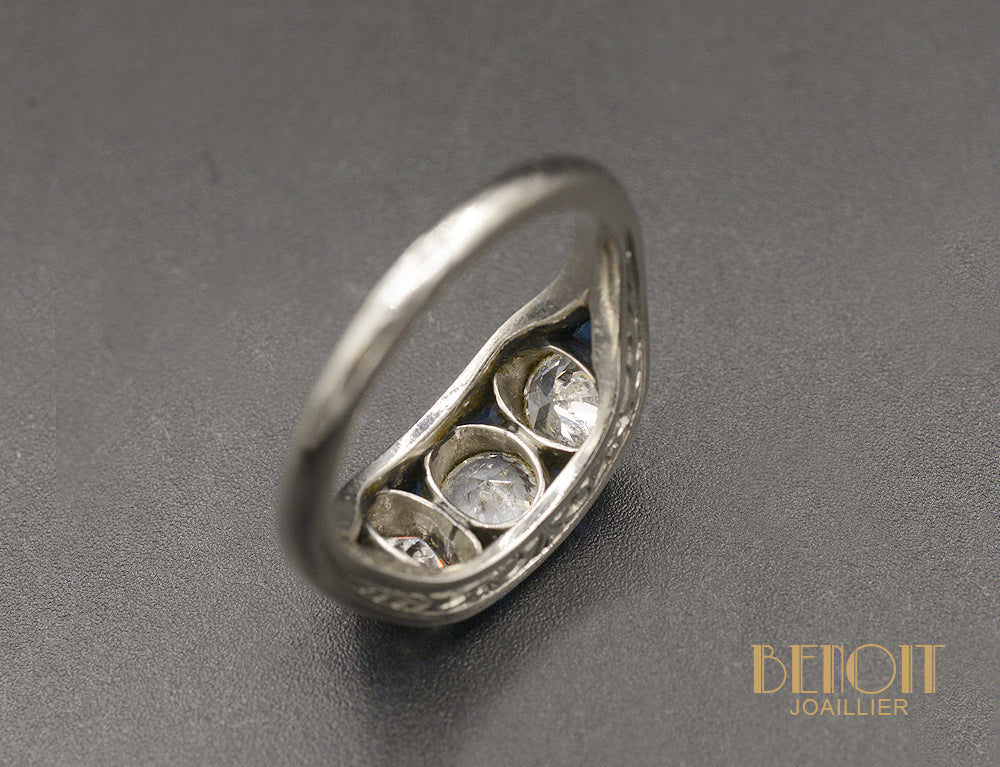 Bague Homme Trilogie Diamants et Saphirs Verneuil - Image 4