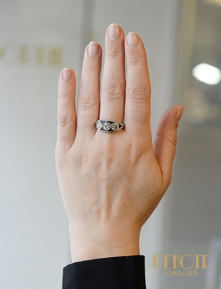 Bague Homme Trilogie Diamants et Saphirs Verneuil - Image 5