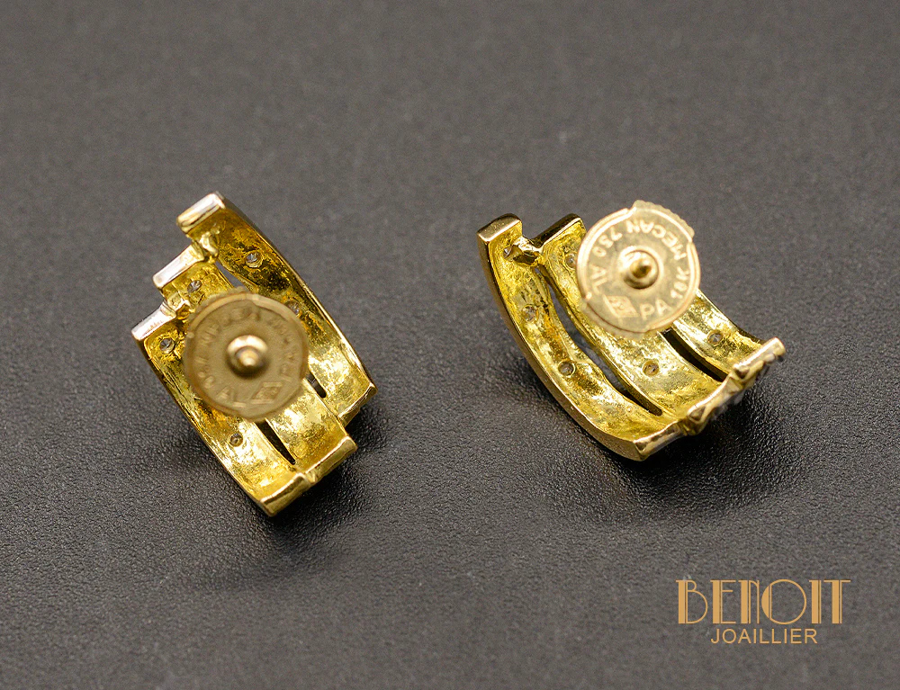 Boucles d'Oreilles Vintage Trois Lignes - Image 2