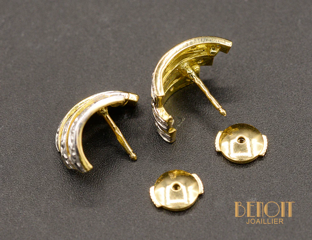 Boucles d'Oreilles Vintage Trois Lignes - Image 3