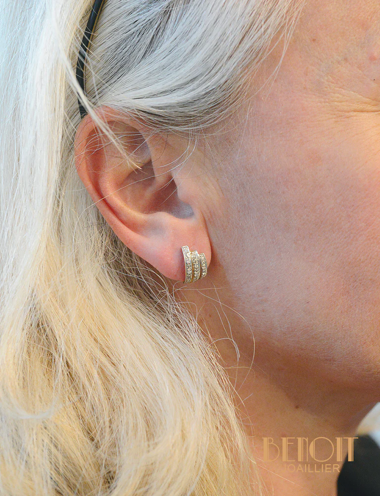 Boucles d'Oreilles Vintage Trois Lignes - Image 4