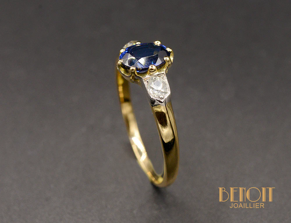 Bague Saphir et Diamants - Image 3