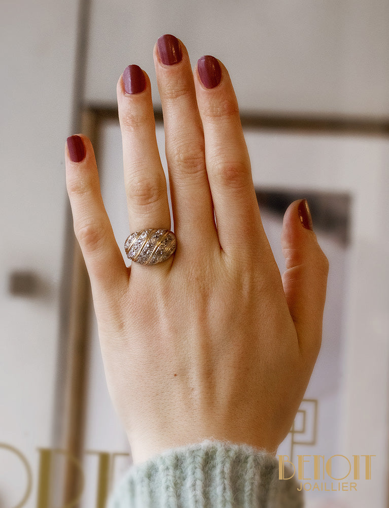 Bague Boule en Or Jaune et Diamants - Image 6