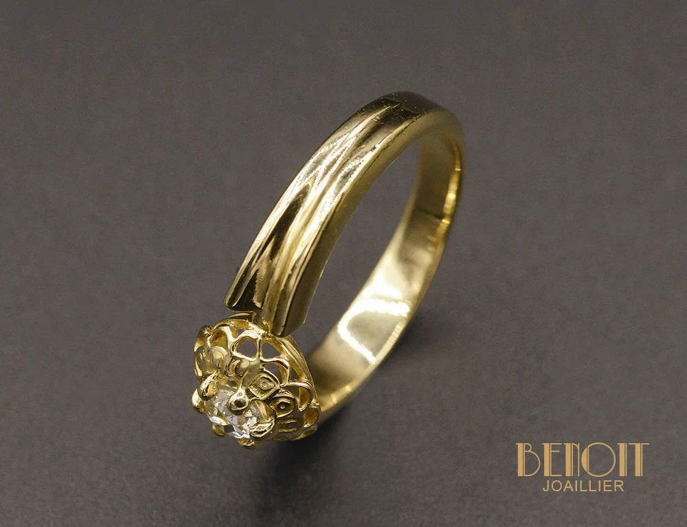 Bague Style Solitaire Or Jaune Diamant - Image 4
