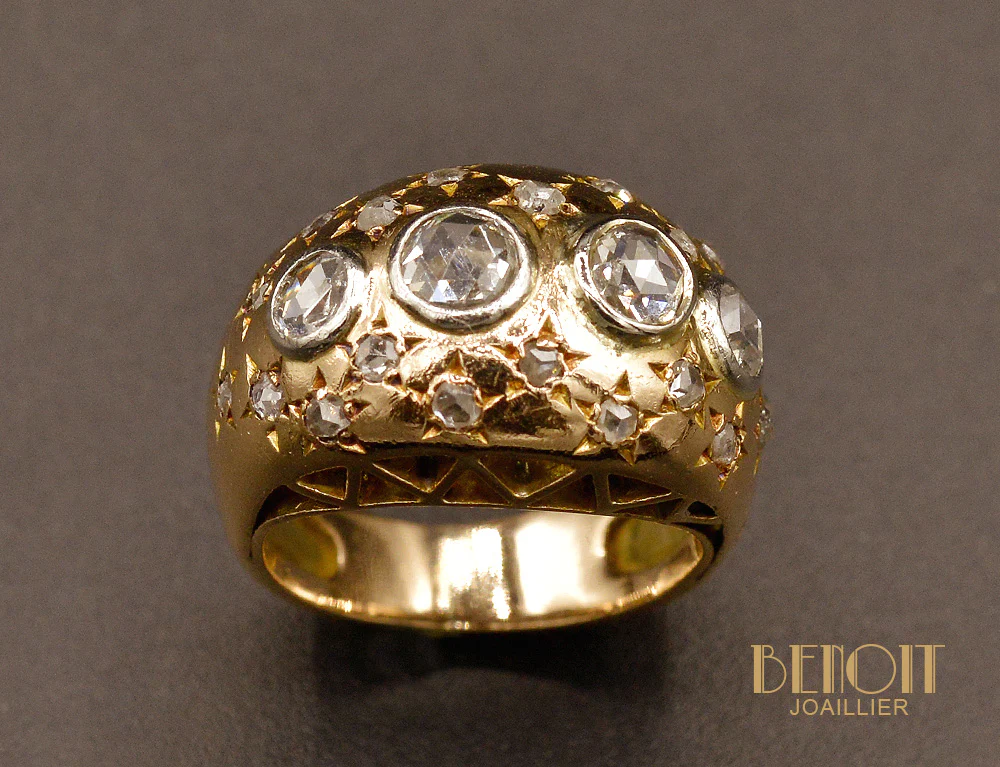 Bague Jonc Constellation Or Rose et Diamants - Image 2