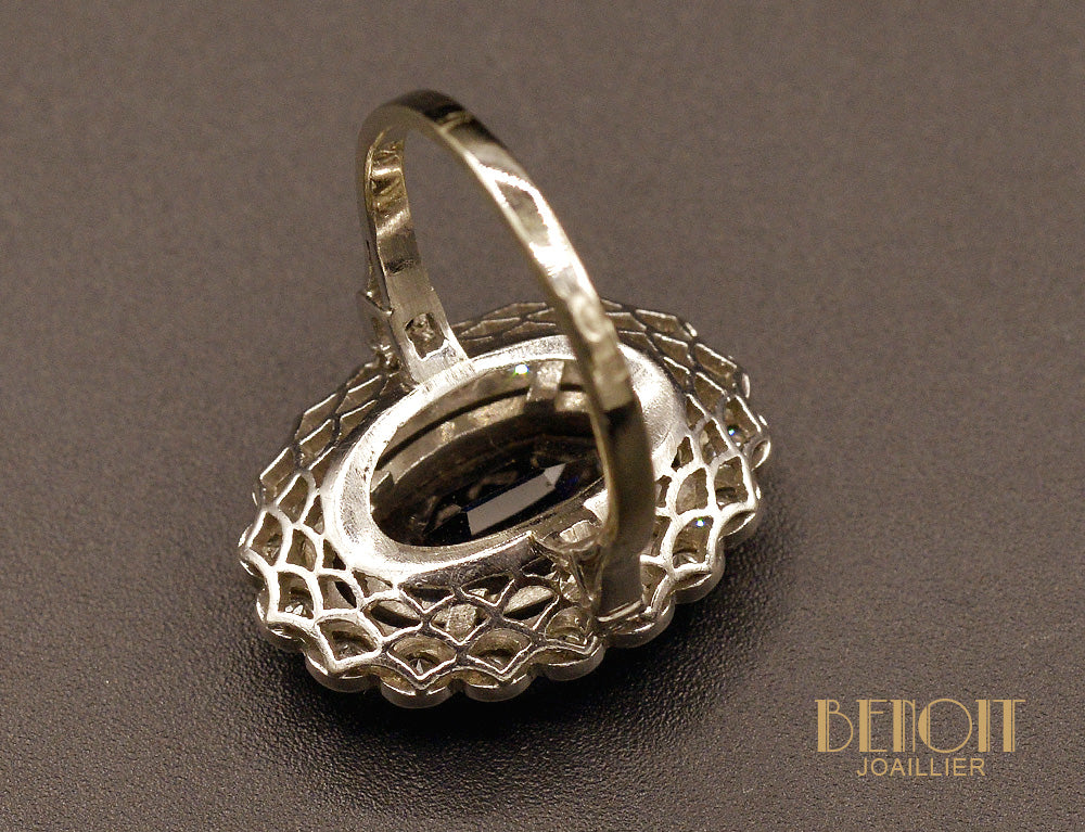 Bague Pompadour Saphir et Diamants - Image 4