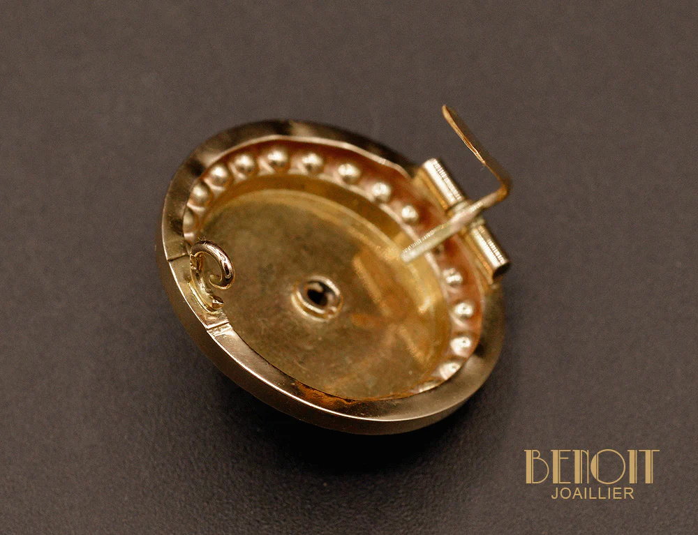 Broche Ronde Or Rose et Demi-Perles Fines - Image 3