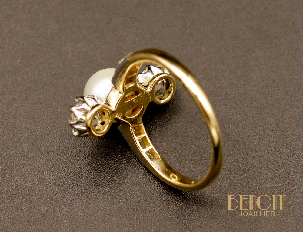 Bague Trilogie Perle Fine et Diamants - Image 4