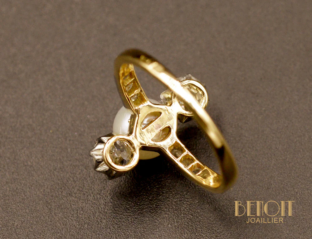 Bague Trilogie Perle Fine et Diamants - Image 5