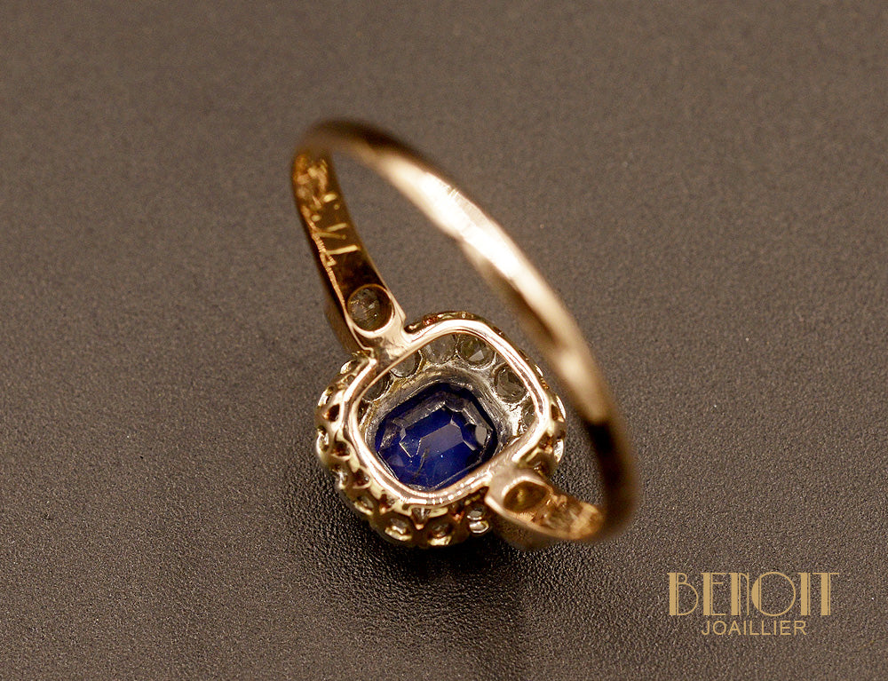 Bague Pompadour Saphir et Diamants - Image 5