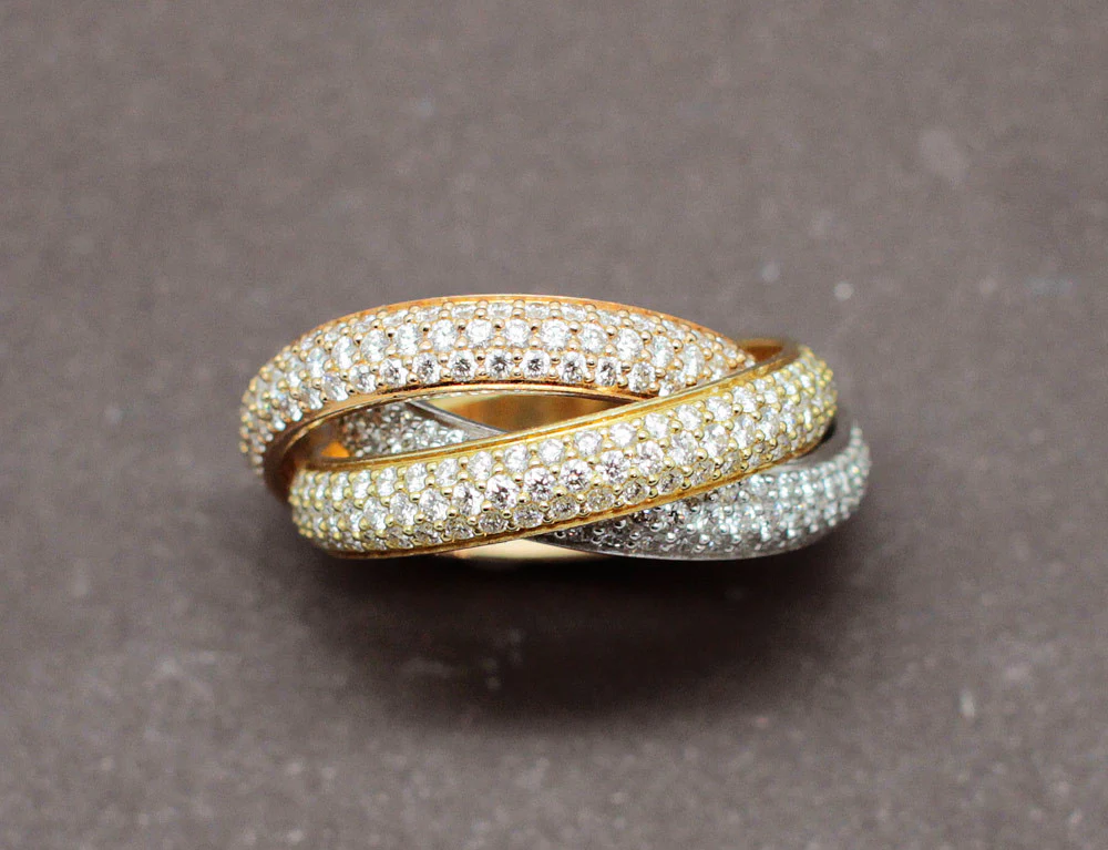 Alliance Cartier "Trinity" 3 Ors Pavée Diamants - Image 3