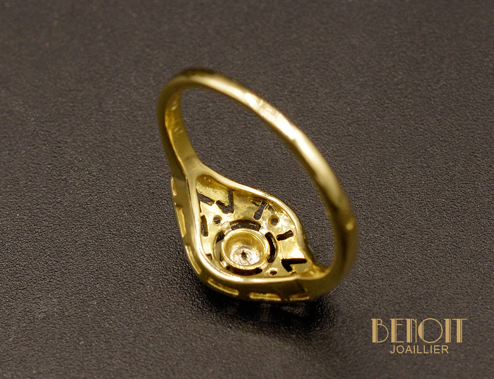 Bague 1920 en Or Blanc et Diamants - Image 3