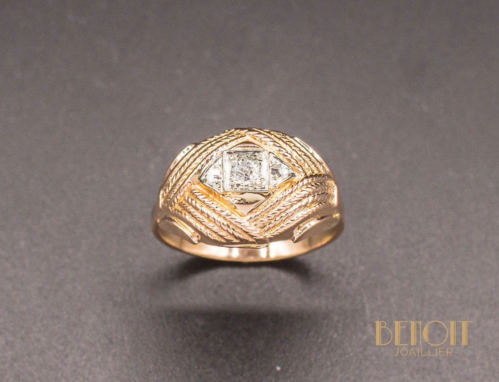Bague 1950 Diamant Or Rose - Image 2