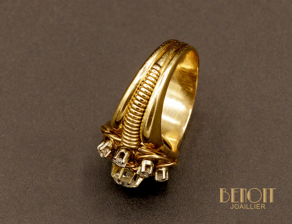 Bague 1950 Diamants et Or Jaune - Image 5