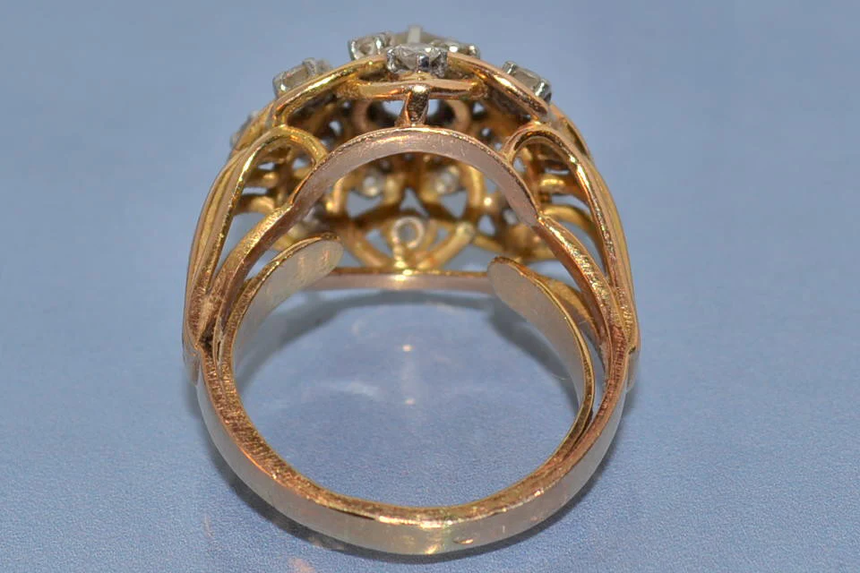 Bague 1950 diamants et or jaune - Image 4