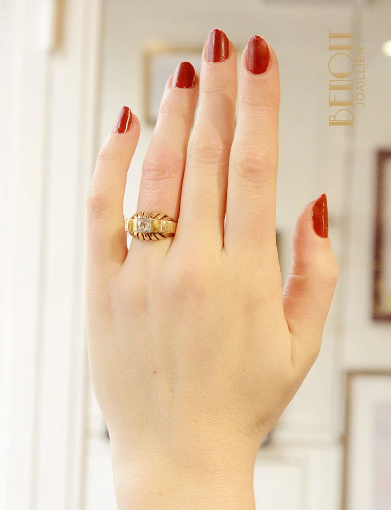 Bague 1950 en Or Jaune et Diamant - Image 6