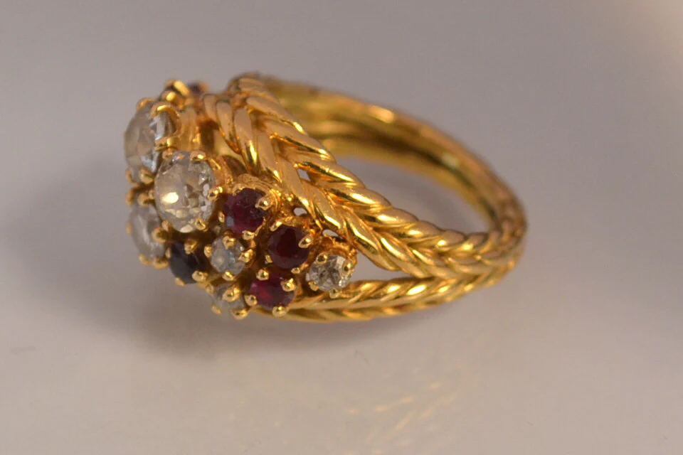 Bague 1950 or diamants rubis - Image 3