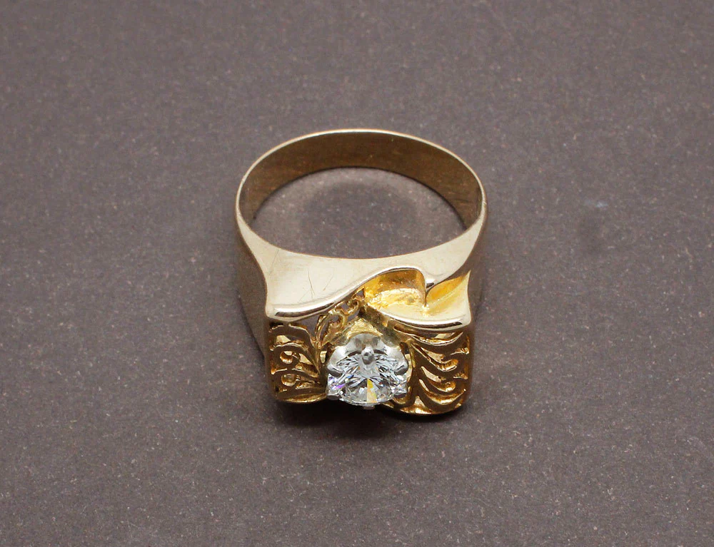 Bague 1950 Or Jaune et Diamant - Image 4