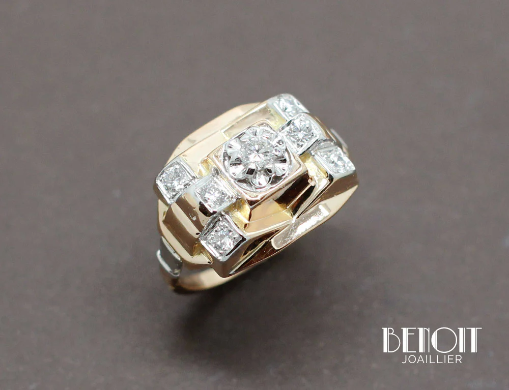 Bague 1950 Or Jaune Diamants