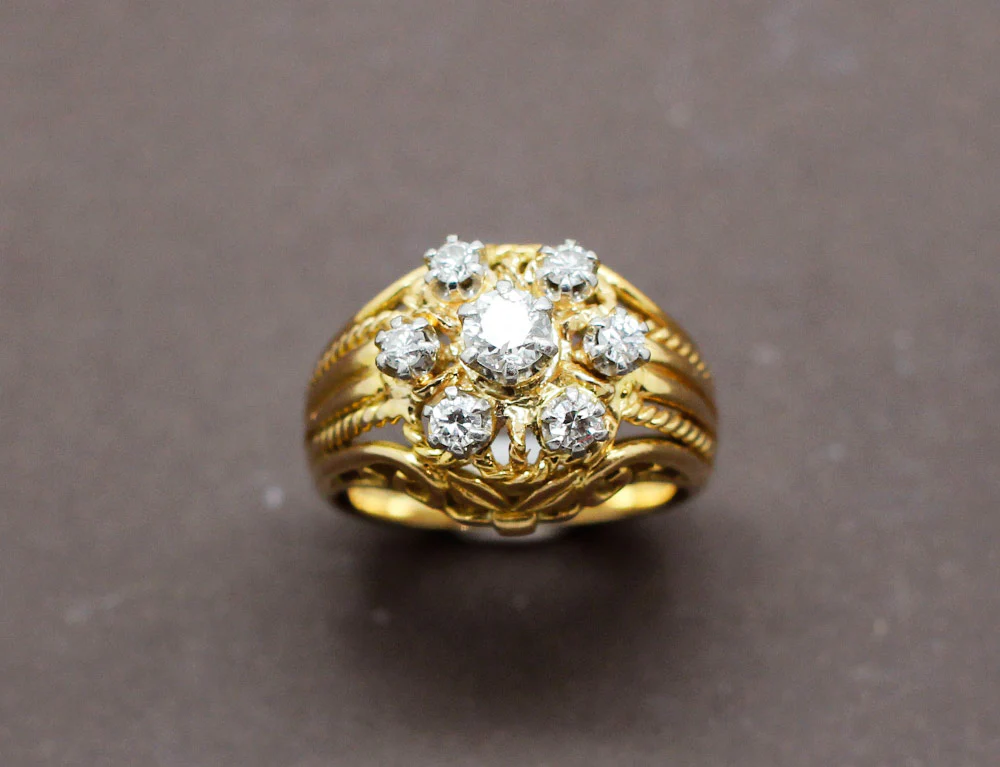 Bague 1950 Or Jaune Diamants - Image 2