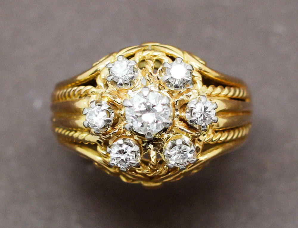 Bague 1950 Or Jaune Diamants - Image 3