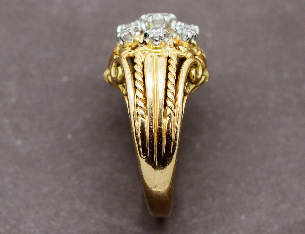 Bague 1950 Or Jaune Diamants - Image 4