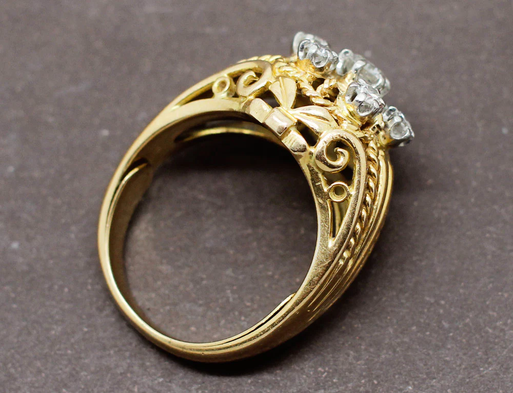 Bague 1950 Or Jaune Diamants - Image 5