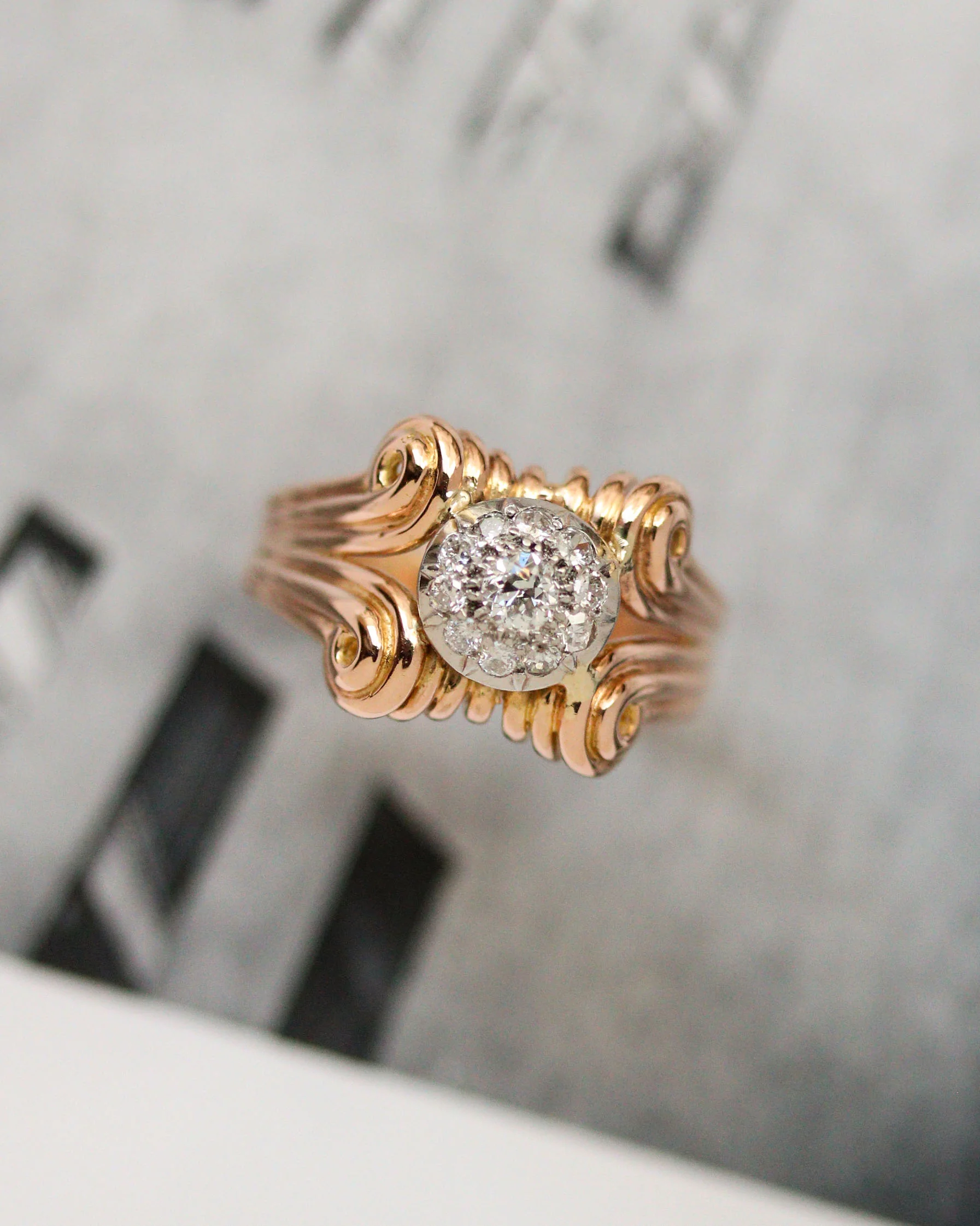 Bague 1950 Or Rose et Diamants - Image 6