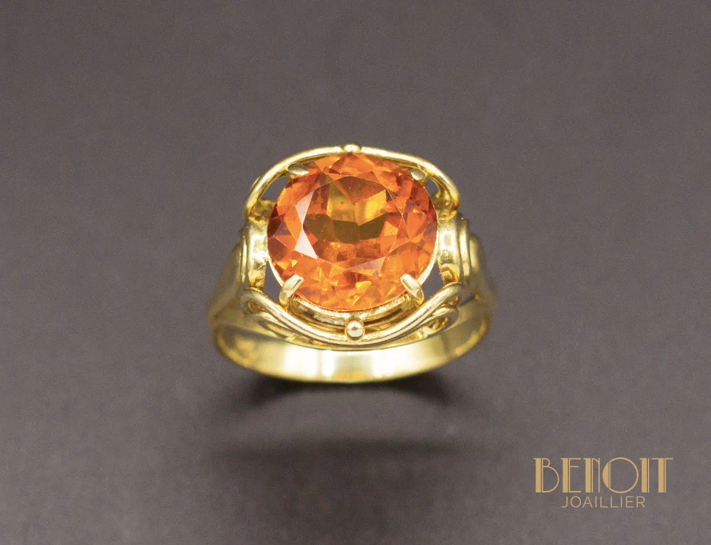 Bague 1950 Topaze Or Jaune - Image 2
