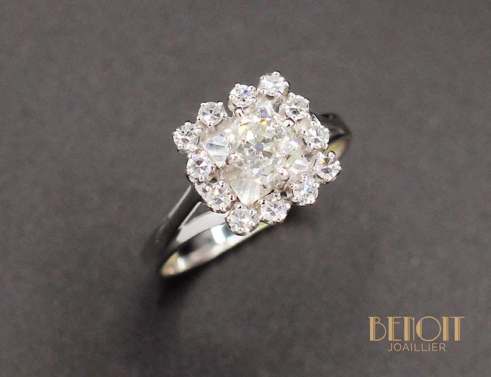 Bague 1960 Or Blanc Diamants