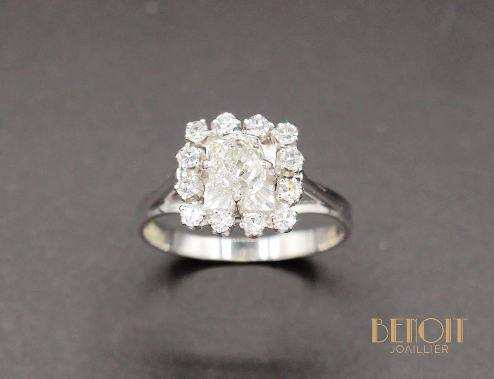 Bague 1960 Or Blanc Diamants - Image 2
