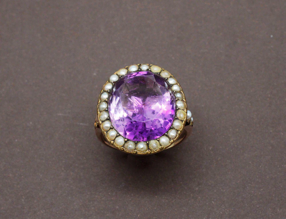 Bague 19e Améthyste et Perles Fines - Image 2