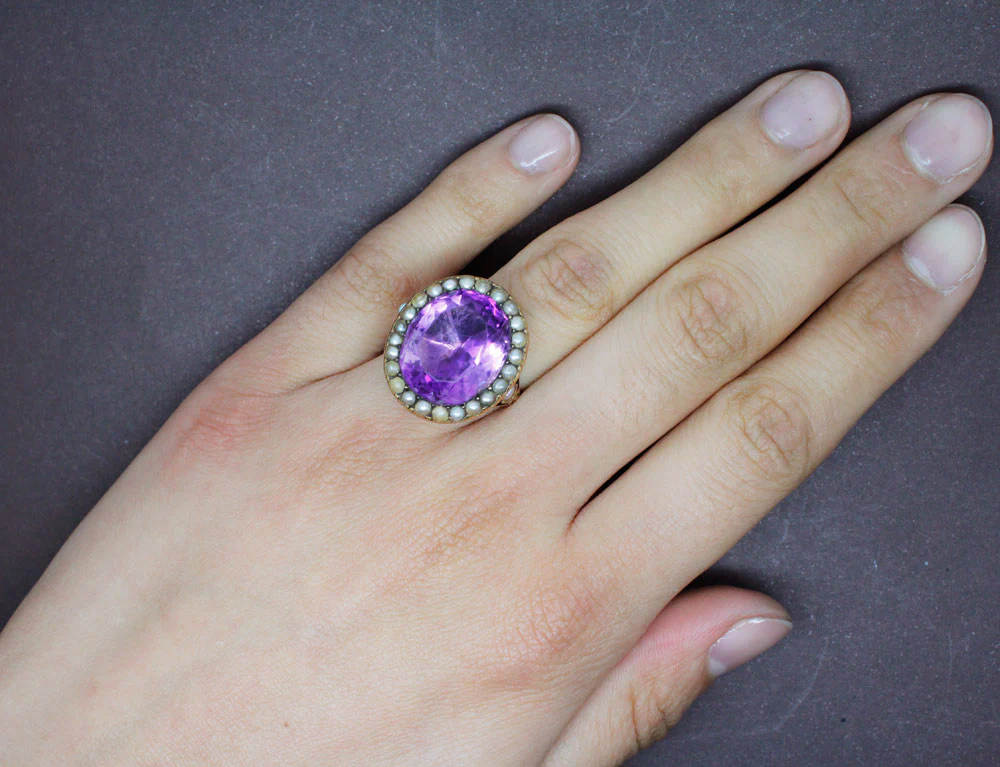 Bague 19e Améthyste et Perles Fines - Image 5