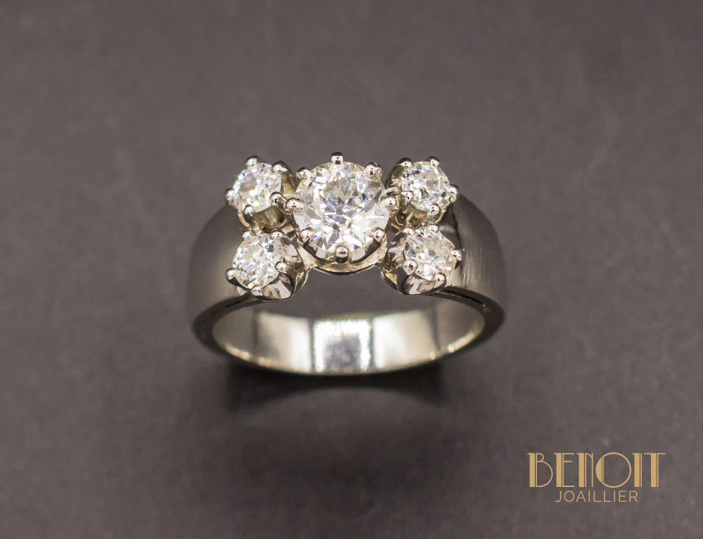 Bague 5 Diamants Platine - Image 2