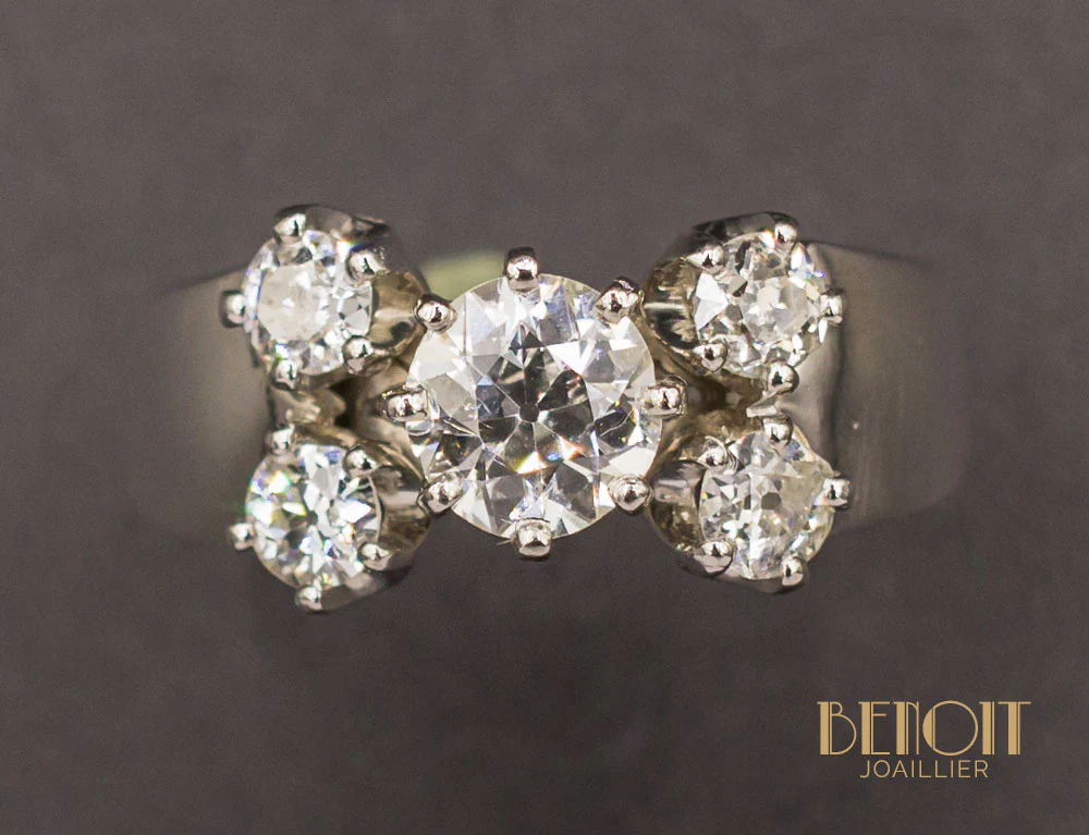 Bague 5 Diamants Platine - Image 3