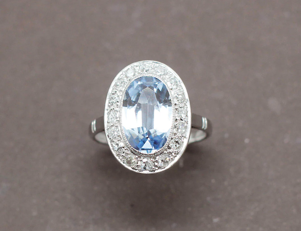 Bague Aigue Marine Diamants 1930 - Image 2