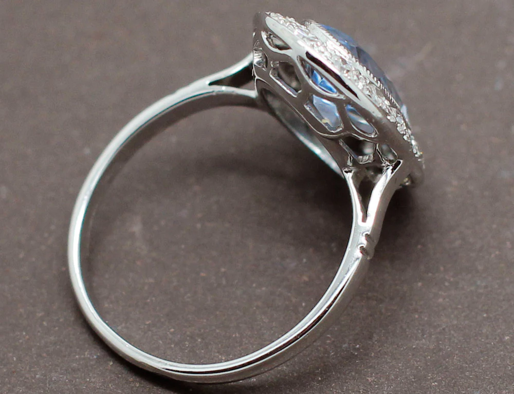 Bague Aigue Marine Diamants 1930 - Image 4