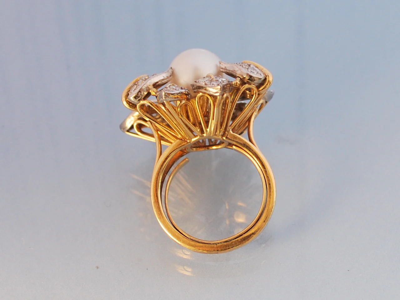 Bague ancienne diamant et perle - Image 4
